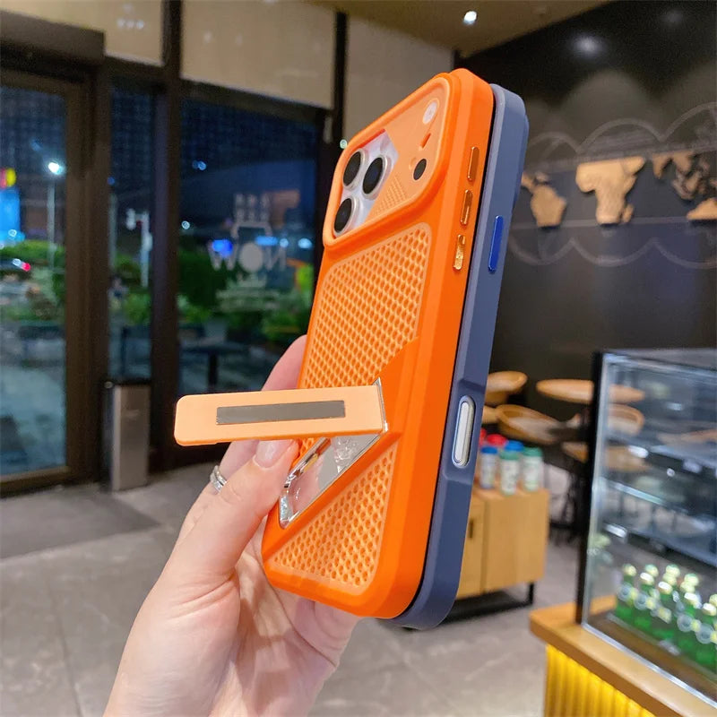 Luxury Heat Dissipation Stand Phone Case For iPhone 17 13 12 11 14 15 16 Pro Max Instantly Transform Into 17Promax Bumper Cover