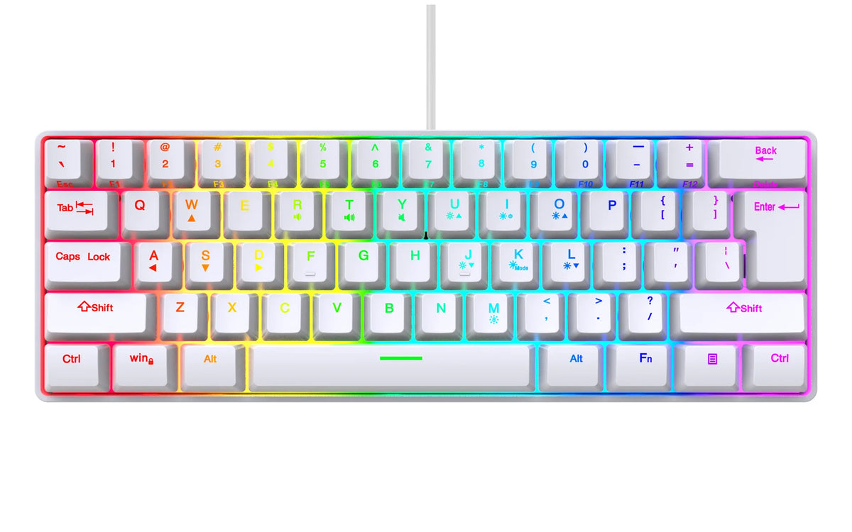 Russian Keyboard English RGB Lighting 61 Keys 60% Layout Gaming Keyboard ISO USB Wired Full Key No Impact K401 For Game Office