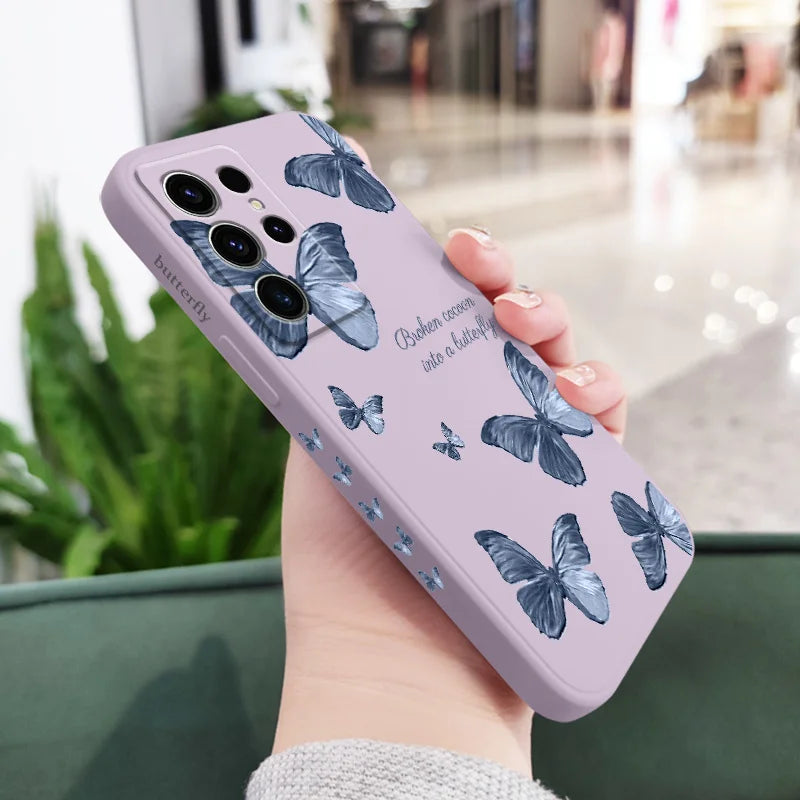 Little Butterfly Phone Case For Samsung Galaxy S24 S23 S22 S21 S20 S10 S10E S9 Ultra Plus FE Note 20 Ultra 10 9 Plus Cover