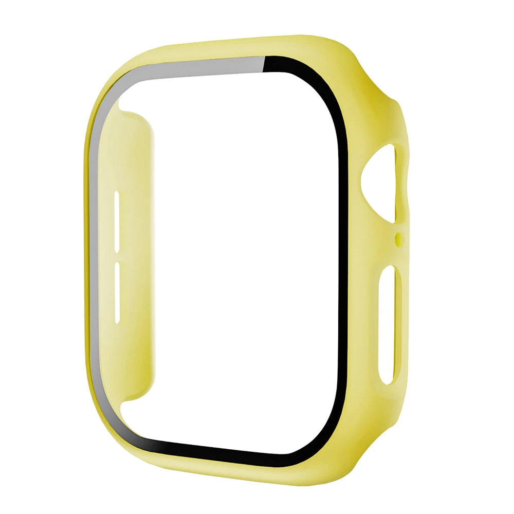 Tempered Glass+Case for Apple Watch Ultra 4 3 2 49 45 41 40 44 42 46mm PC Bumper Protector cover For iWatch 12 11 10 SE 9 8 7 6