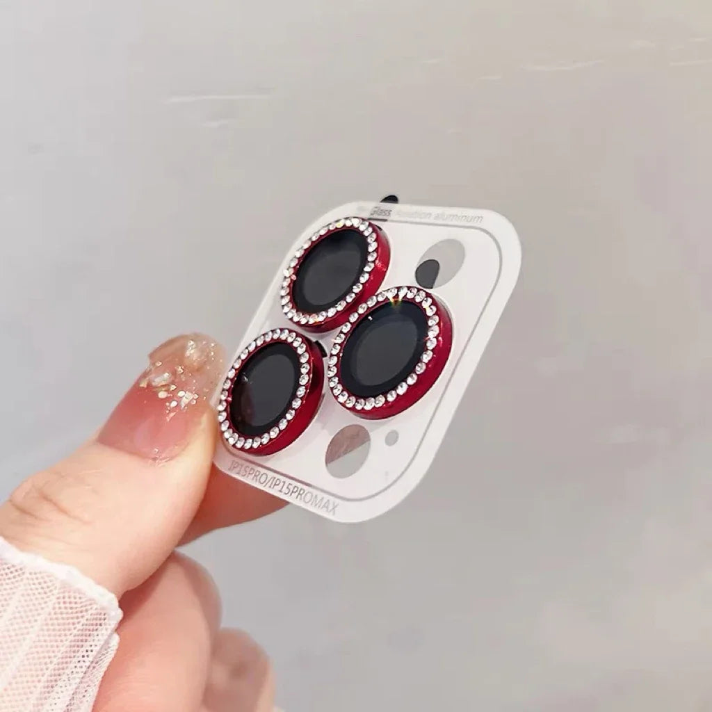 3-2Pcs Luxury Diamond Camera Protector For IPhone 17 promax 16 15 14 13 12 Pro Max Glitter Ring Lens Glass Back Lens Cap Shinny