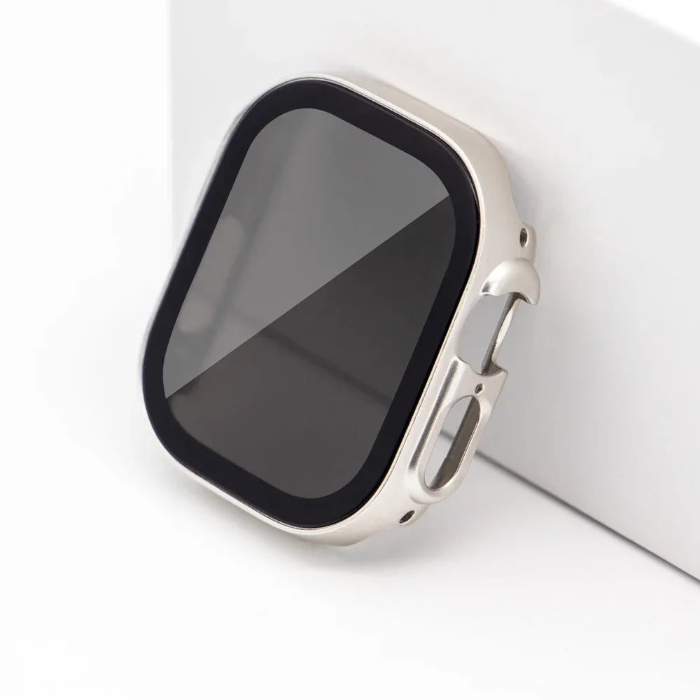 Privacy Glass+Case for Apple Watch 49mm 45mm 41mm 44mm 40mm Tempered Anti-Peeping Screen Protector for IWatch 8 7 6 5 4 9 Cover