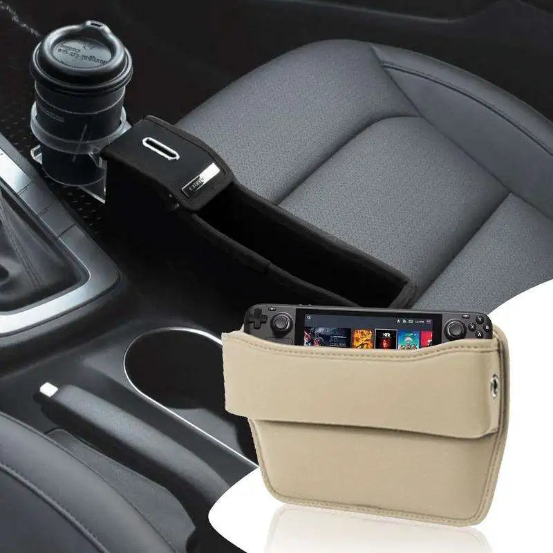 1pcs Universal Leather Car Seat Gap Organizer Multifunction Console Crevice Filler Side Storage Box Car Interior Storage Pocket