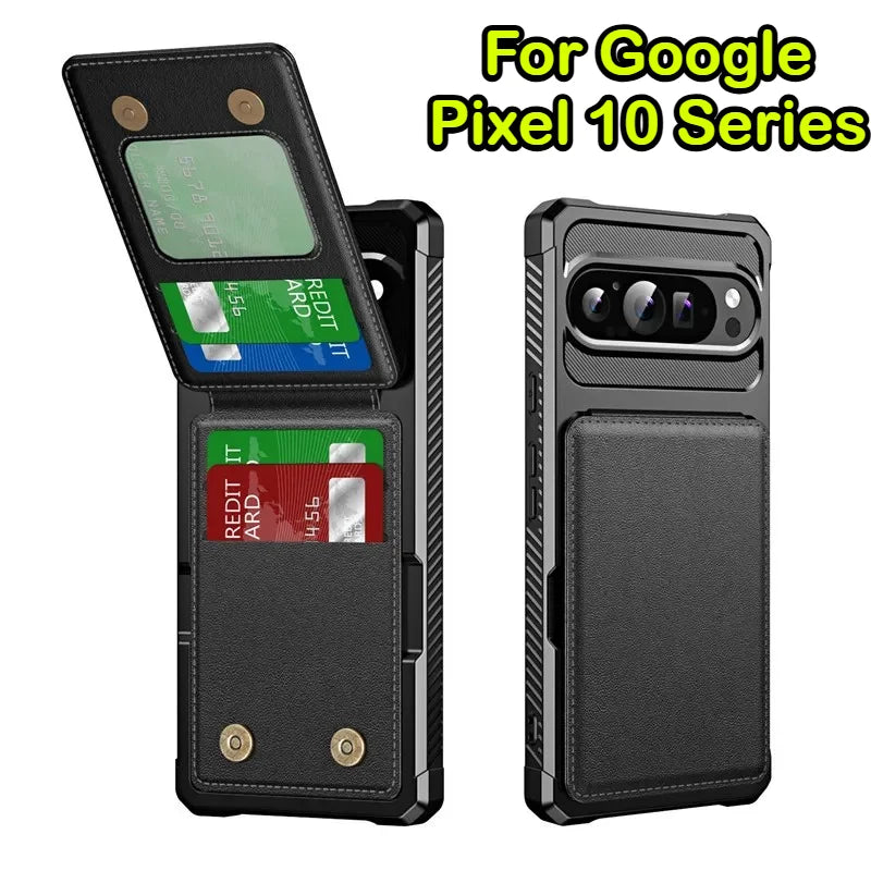 New PU Leather Flip Wallet Card Slot Bag Stand Back Case for Google Pixel 10 A 9 8 7 Pro XL A Shockproof Protective Phone Cover