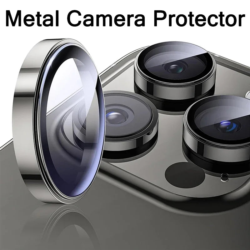 Camera Lens Protector For IPhone 16 15 14 Pro Max 13 12 Mini 9H Tempered Glass Screen Protector Cover Film 16 15 Plus Metal Ring