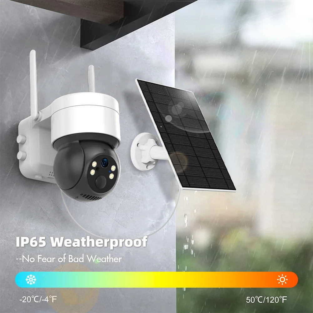Tuya SmartLife WiFi/4G Sim Card 3MP WiFi Battery Solar Motion Tracking Human Detect Color Night Vision Outdoor PTZ CCTV Camera