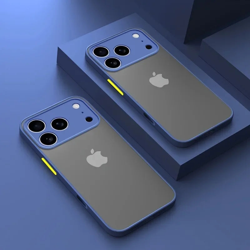 Luxury Translucent Armor Phone Case For iPhone 17 16 15 14 13 Pro Max Shockproof Bumper Cases For iPhone17 Pro Max Matte Cover