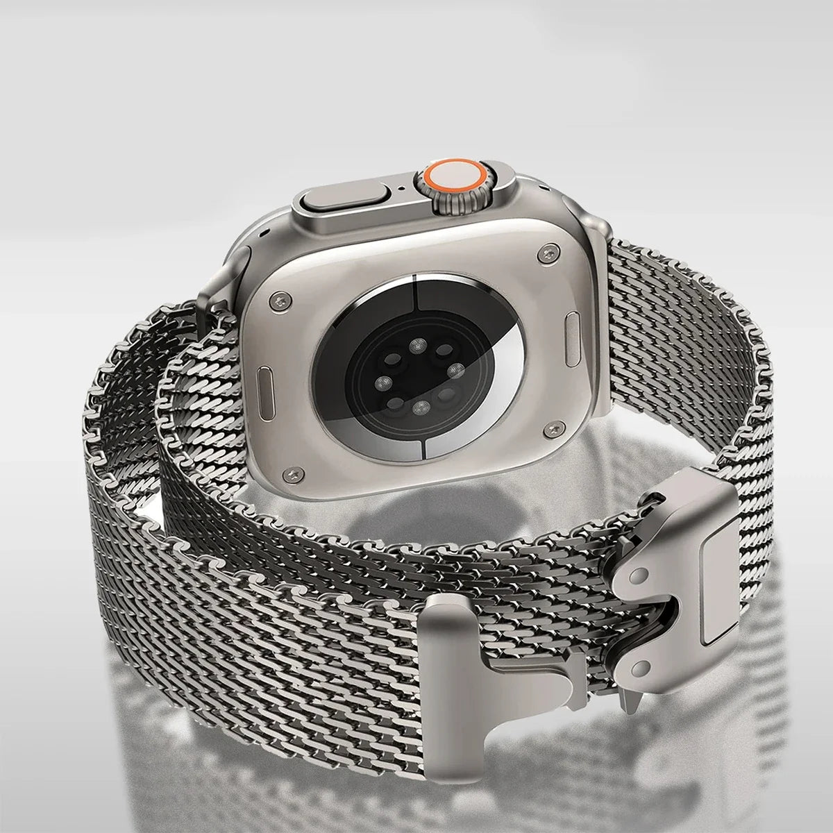 Official Titanium Milanese Loop Band for Apple Watch Bands Ultra 2/Ultra 49mm 46mm 45mm 44mm 42mm Parachute-style Strap Bracelet