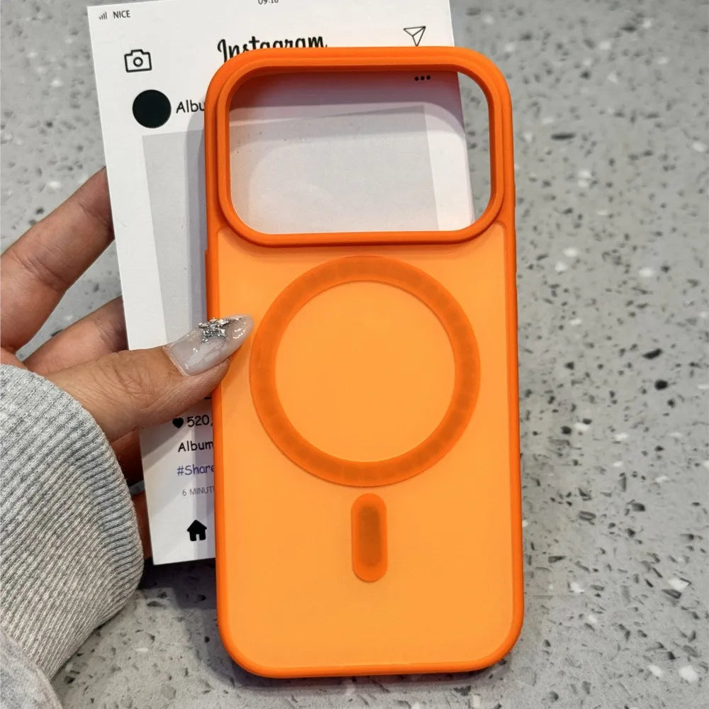 Luxury Matte Soft Bumper Hybrid Case for iPhone 17 16 14 15 13Pro Max For Magsafe Magnetic Armor Skin Cover