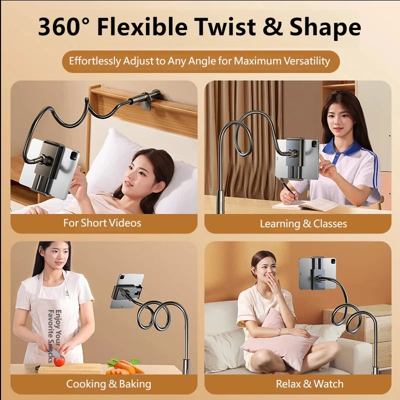 Flexible Gooseneck Phone Tablet Holder, Bed Desk Clamp for TV/Movies, Live Stream, Photo, Compatible with iPhone iPad Samsung