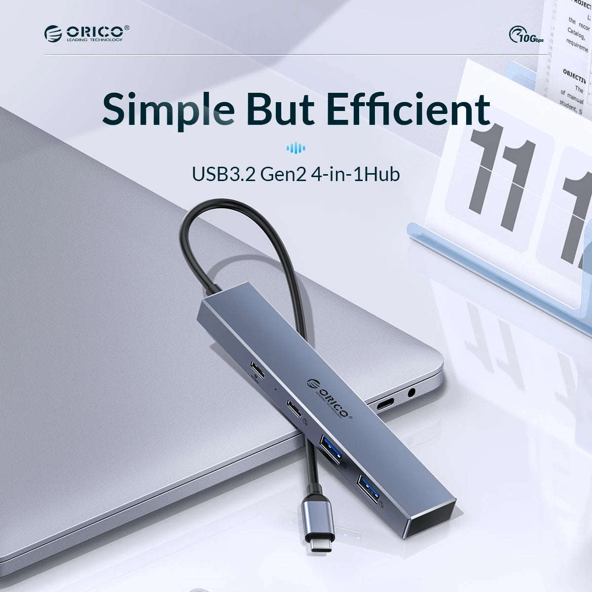 ORICO Type C USB 3.2 10GBPS HUB 4 Ports Compatible With PD100W SD TF Splitter OTG Adapter Suitable For PC Computer Accessories