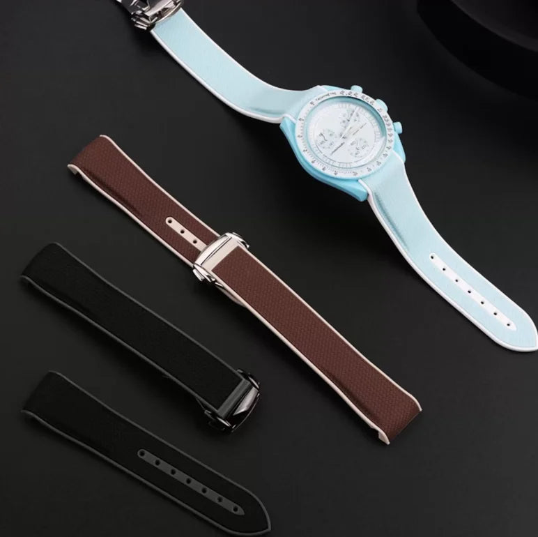 Strap for Omega X Swatch Joint MoonSwatch 20mm Curved End Silicone Rubber Band for Seamaster 300 Waterproof Sport Watch Bracelet