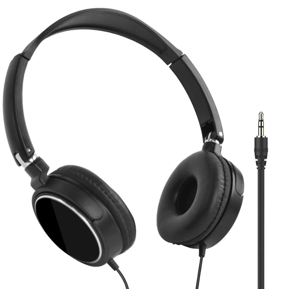 Foldable Noise Canceling Sport Wired Earphones Universal 3.5mm Over Ear Headphone HiFi Stereo Sound Portable Music Game Headset