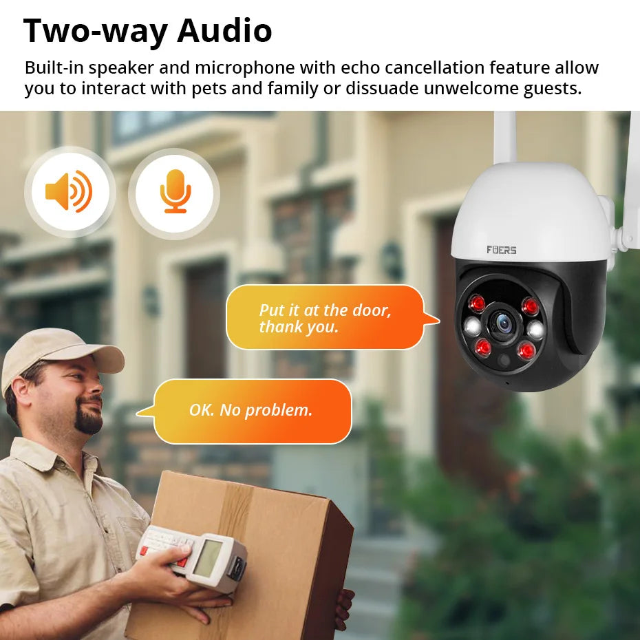 Fuers 8MP 4K IP Camera Outdoor Home Security Auto Tracking AI Human Detection WIFI CCTV Surveillance Camera Work With Tuya Smart