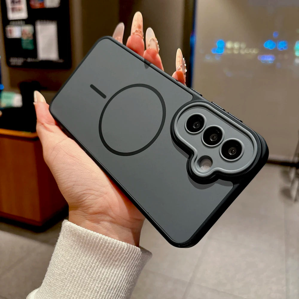 Luxury Matte PC Case For Samsung Galaxy A57 A37 A17 A18 A56 A36 A26 A16 5G 4G S26 S25 S24 S23 Plus A 57 For Magsafe Charge Cover