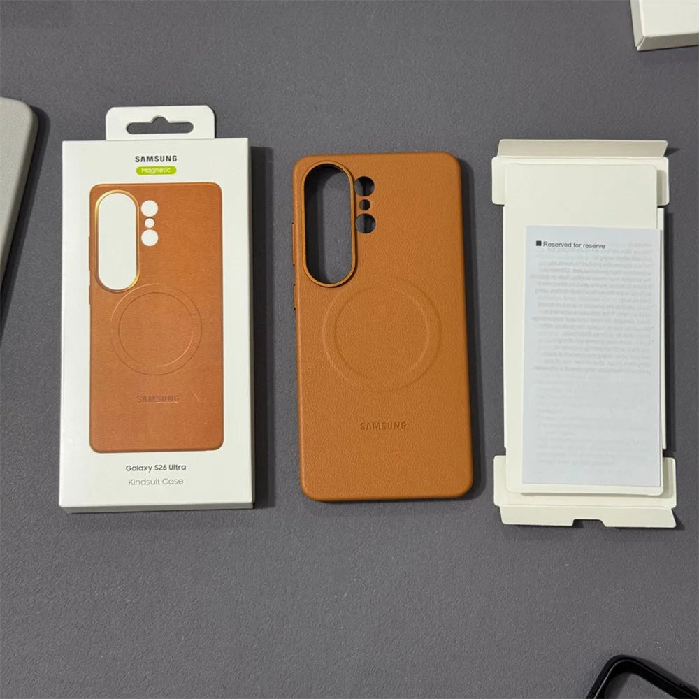 Samsung Galaxy S26/S26 Plus/s26+/S26 Ultra Leather Magsafe Phone Case Cover Ultra-thin Soft Magnetic Back Protective Shell