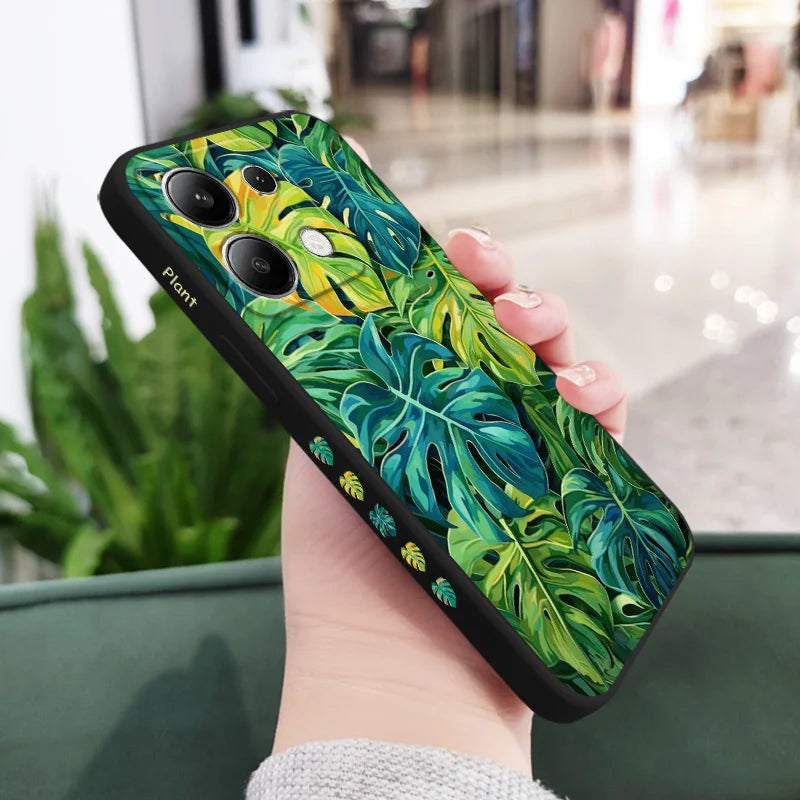 Monstera Deliciosa Phone Case For Xiaomi Redmi Note 14 13 12 12S 11 11S 10 10S 9 9S Pro Plus 4G 5G Liquid Silicone Cover