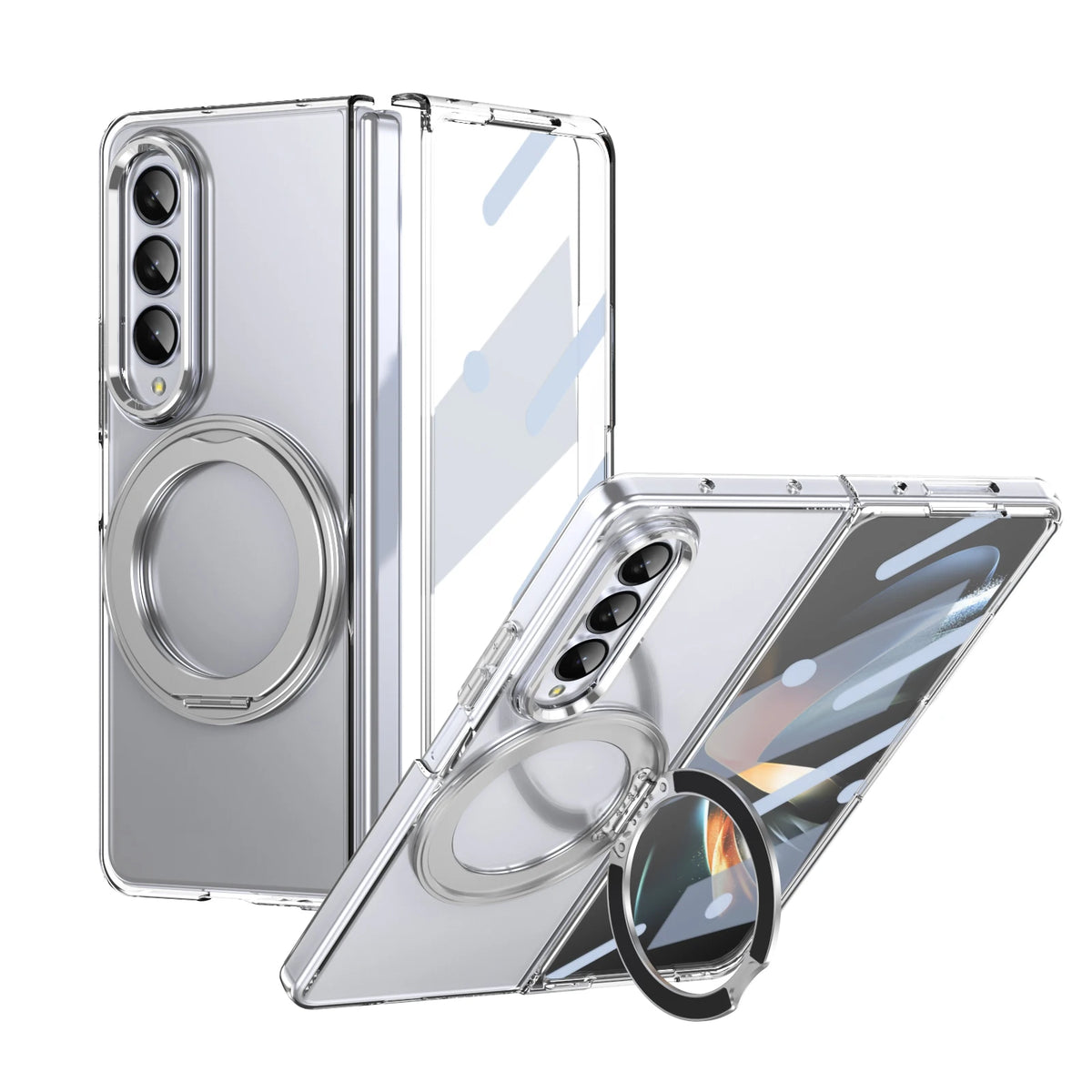 VIETAO Transparent Clear Magnetic Rotatable Kickstand Phone Case for Galaxy Z Fold 8 Ultra 7/6/5/4 with Front Screen Protector