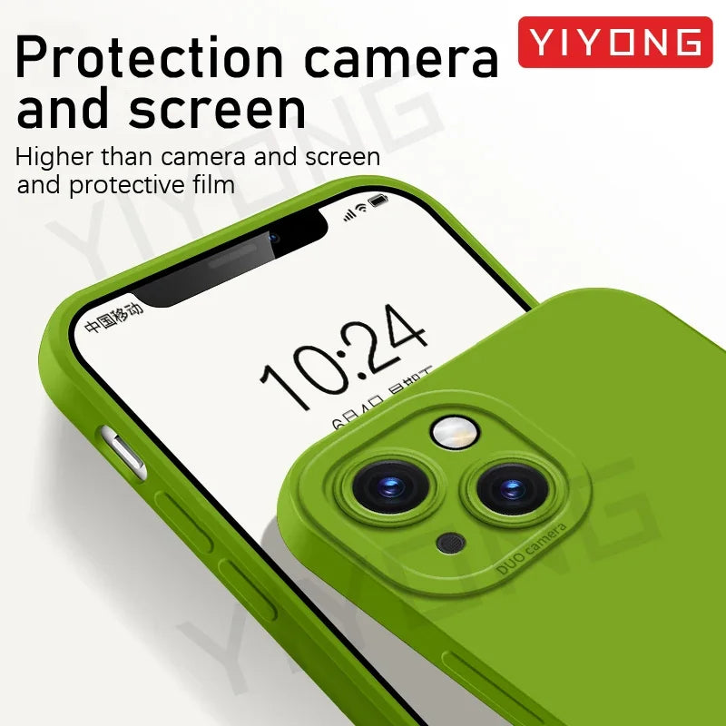 For iPhone 17 Air 16 16e 15 14 11 12 13 Pro Max YIYONG Original Soft Liquid Silicone Cover For iPhone16 Plus iPhone13 Mini Case