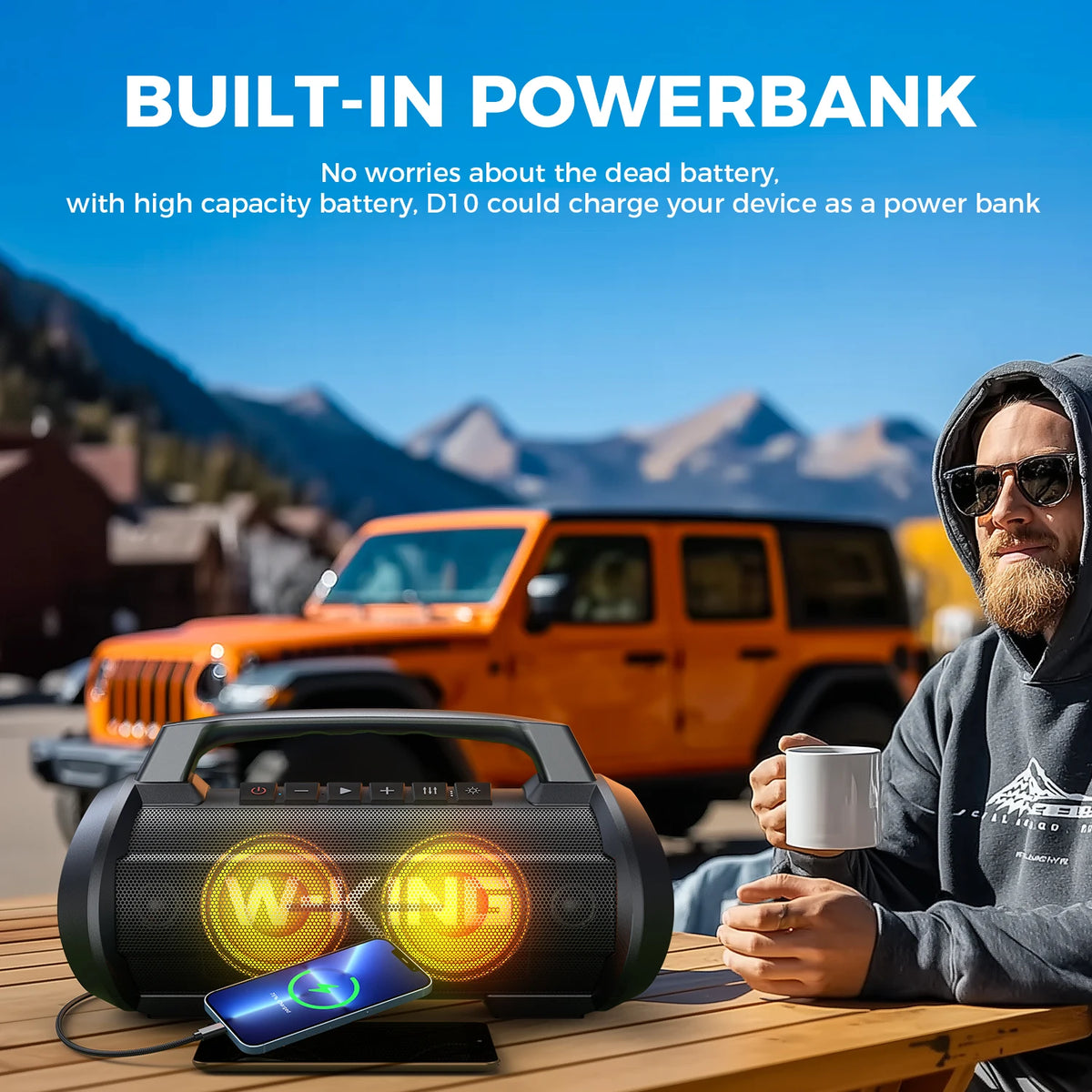 W-KING 70W RMS Bluetooth Portable Speaker, Speaker Wireless Loud IPX6 Waterproof Bluetooth Speakers with Subwoofer/Bass Boost