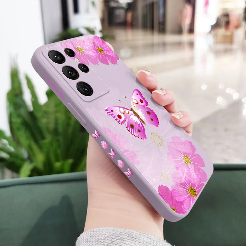 Printed Butterfly Phone Case For Samsung Galaxy S25 S24 S23 S22 S21 S20 Ultra Plus FE S10 S9 S10E Note 20 ultra 10 9 Plus Cover