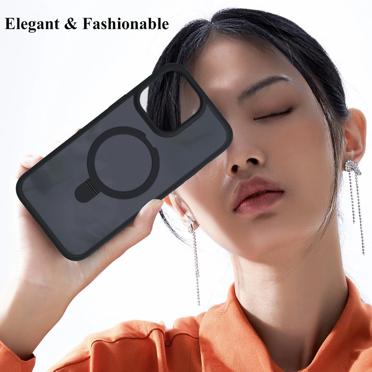 Magnetic Mobile Phone Case with Ring Stand for iPhone 17 16 15 14 Pro Max Plus 13 12 11 Cases Translucent Cover with Protector