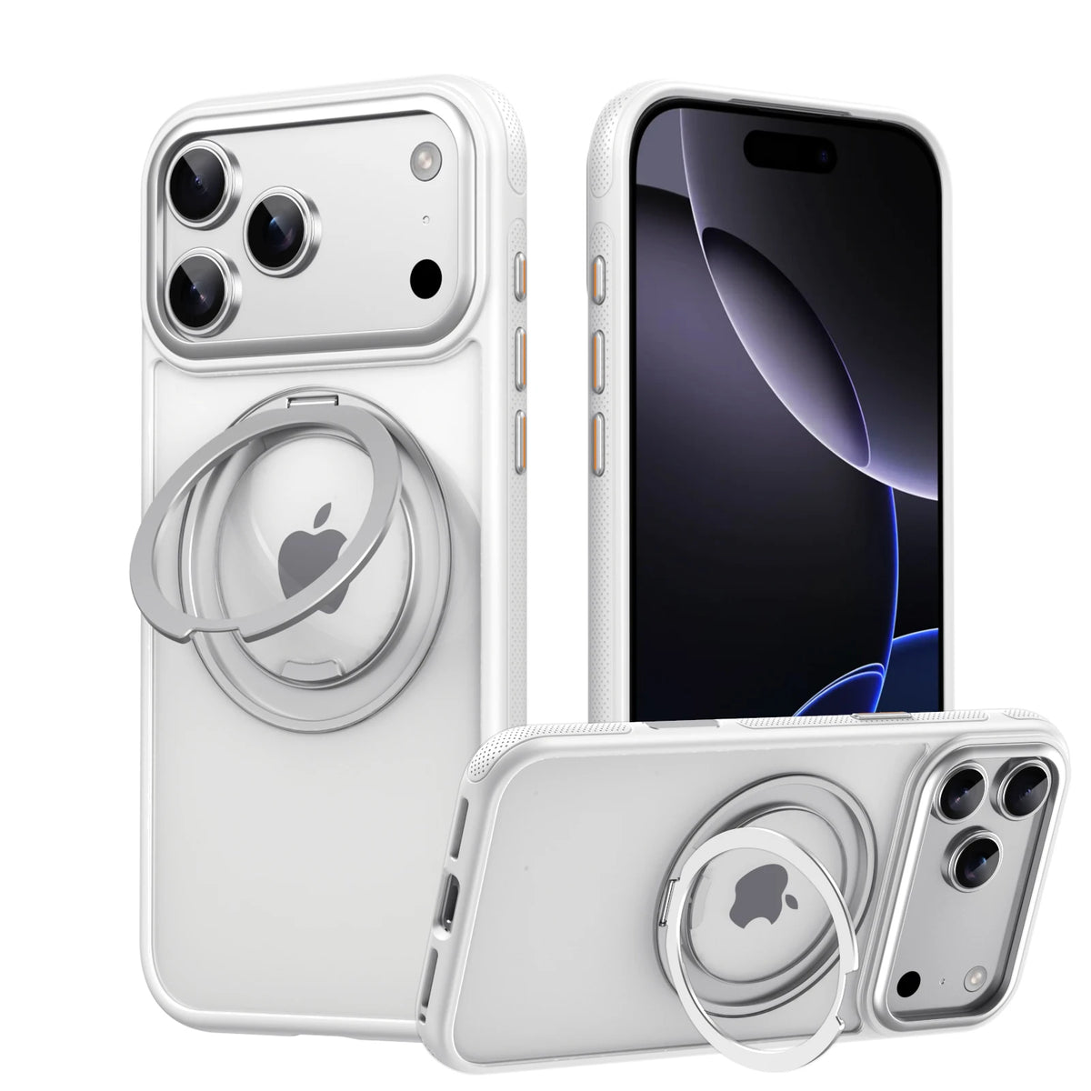 Transparent Magnetic Case for iPhone 17 Air 16 Plus 15 14 13 18 17 Pro Max 16e 360° Rotating Ring Holder Kickstand Cover LMD003