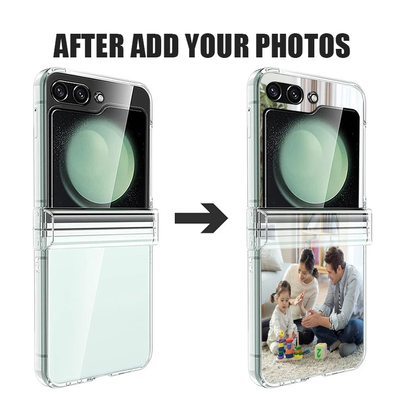 For Samsung Galaxy Z Flip 7 FE 8 7 6 5 4 3 Personalized Customized Photo Folding Phone Case Design Picture Name Clear PC Cover