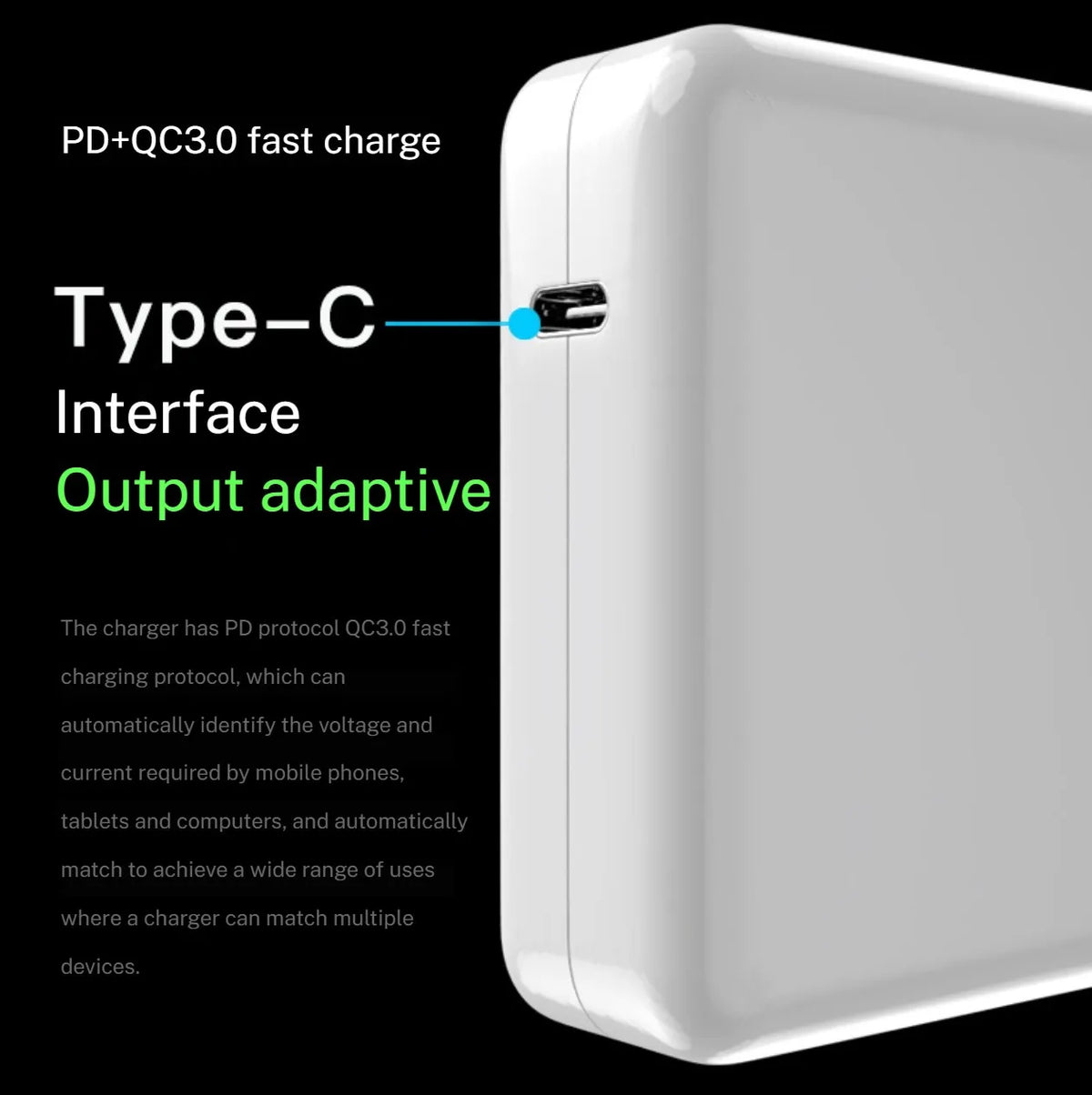 61W MacBook USB-C(Type-c) Laptop Charger For Macbook Air A2337 Macbook Pro A2338 A1706 A1708 M1M2 Smart Chip USB-C Power Adapter