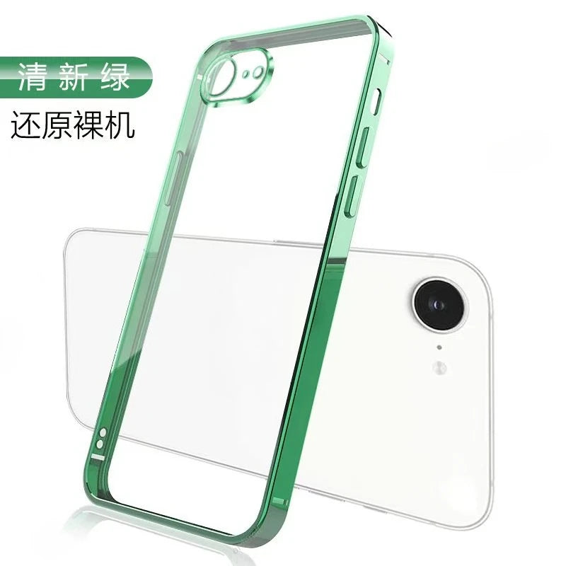 Case For IPhone 17E 16E Simple Transparent Frosted Electroplated Frame Ultra-thin Silicone Cover For 17e 16e Shockproof Funda