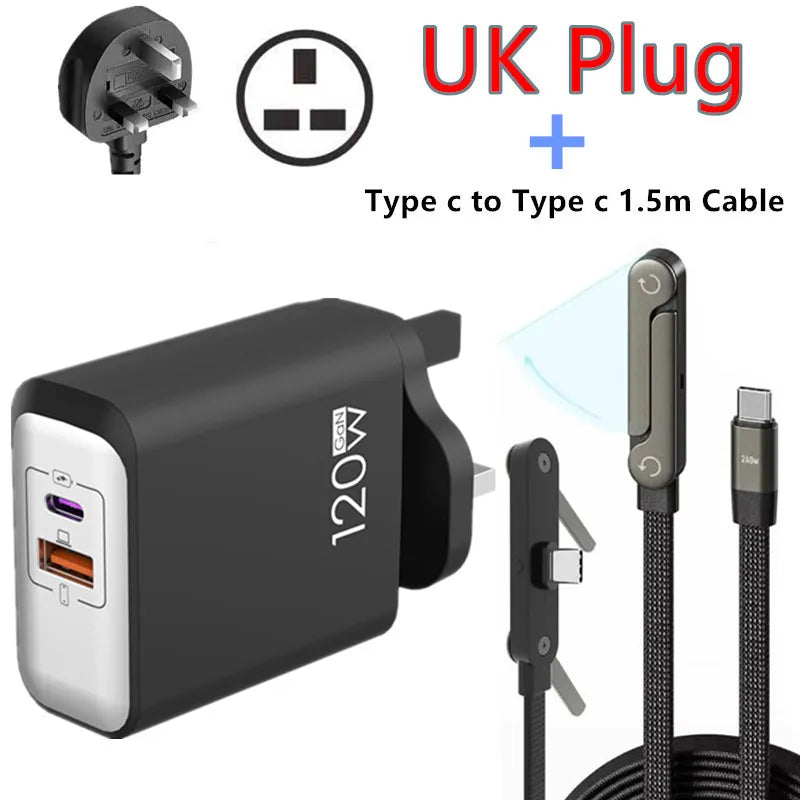 120W GaN USB C QC 3.0 Fast Charger Quick Charging PD Charger EU US UK Wall Power Adapter For iPhone Samsung Xiaomi Huawei iPad