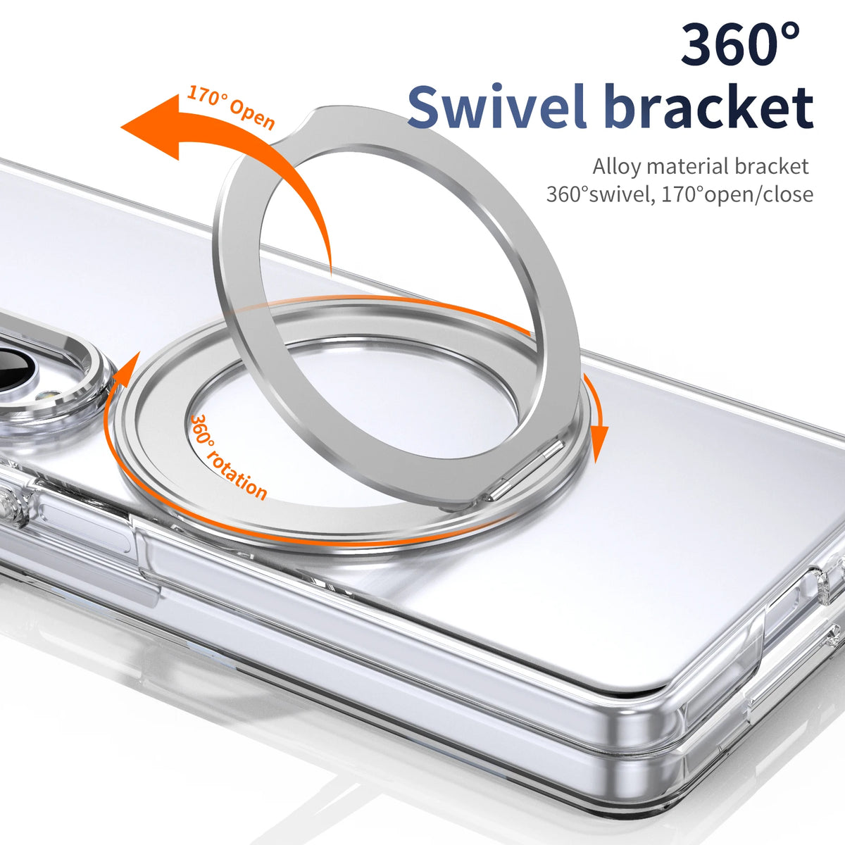 VIETAO Transparent Clear Magnetic Rotatable Kickstand Phone Case for Galaxy Z Fold 8 Ultra 7/6/5/4 with Front Screen Protector