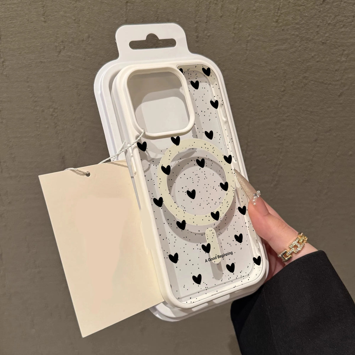 Simple Heart Polka Dot Clear Case For Magsafe iPhone 14 Pro Max 17 15 14 11 13 12 ProMax Plus Cases Wireless Charing TPU Fundas