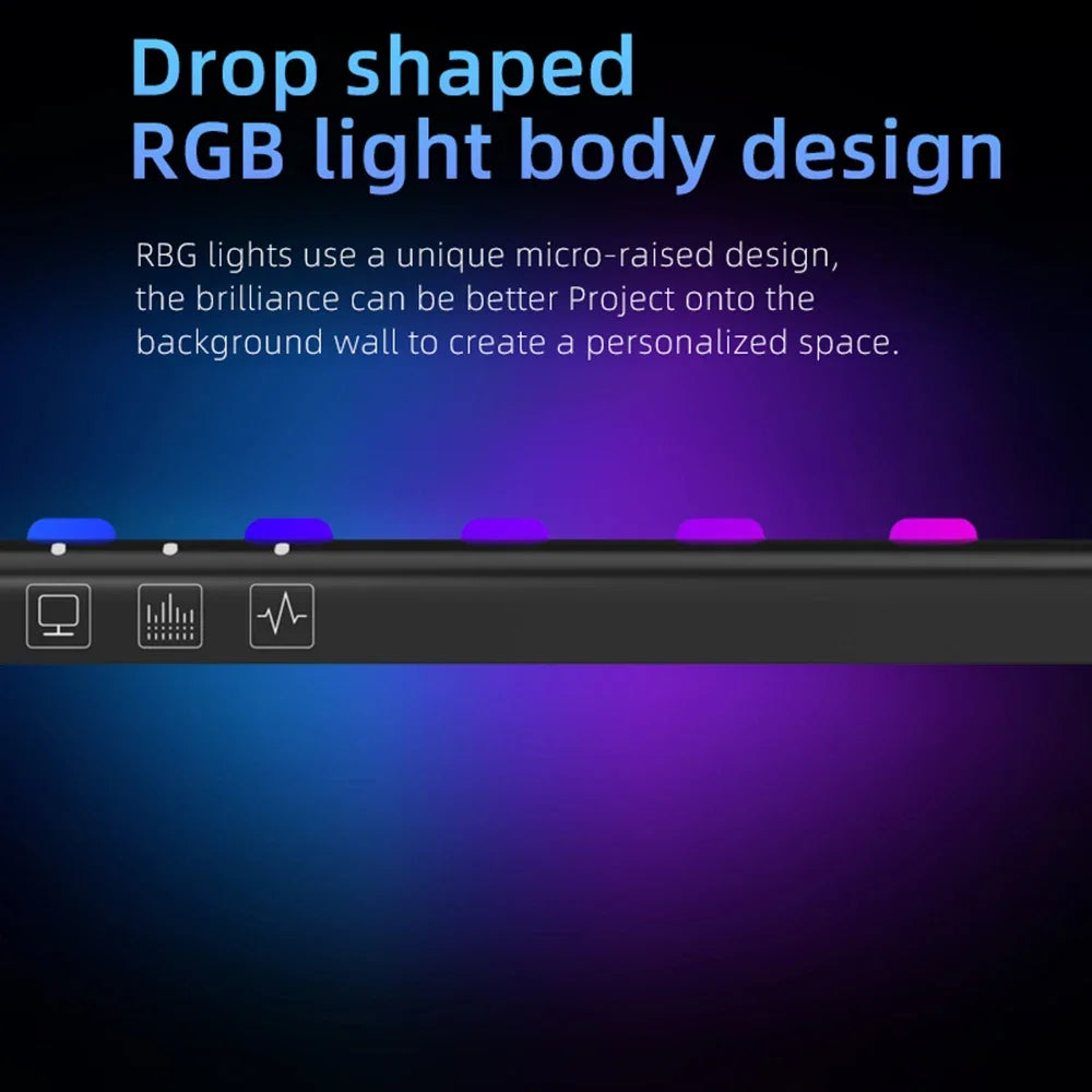 60cm Desk Lamp LED Light RGB Curved Straight Computer Monitor Screen Hanging Light Bar USB 3 Color Dimmable Reading Table Lamp