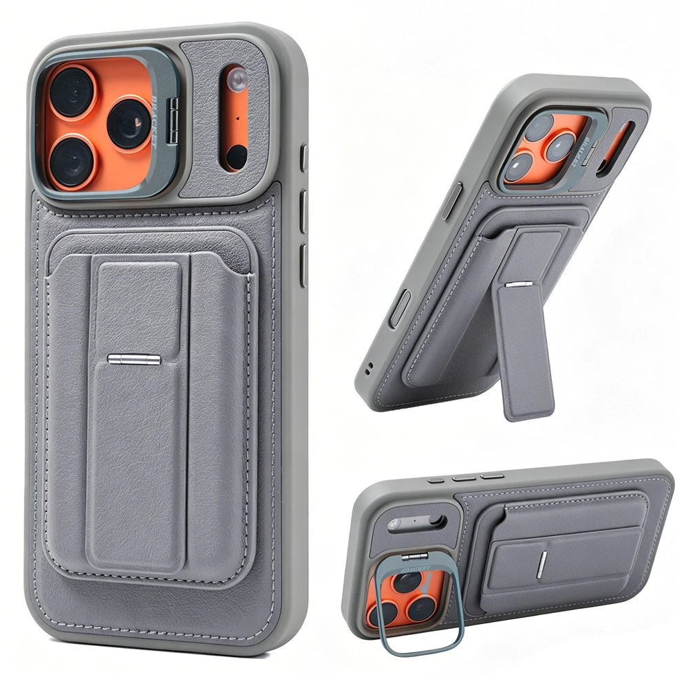 3 IN 1 Matte Leather Texture Wallet Card Slots Holder Phone Case For iPhone 17 Pro 17 Pro Max Phone Wallet Case