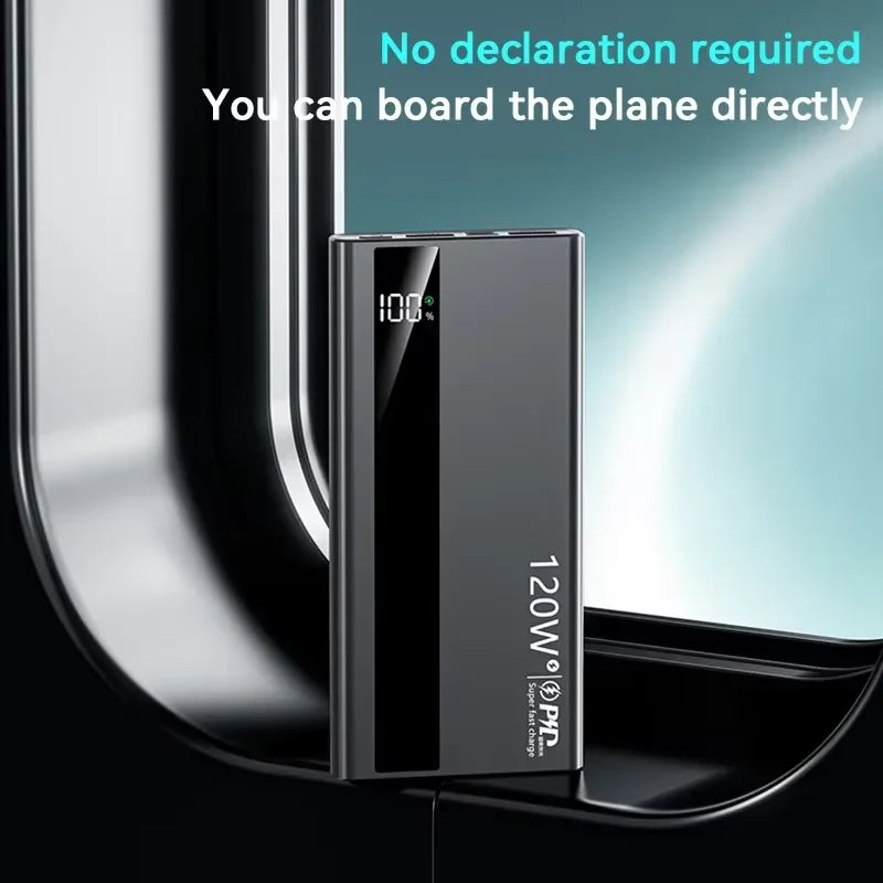 Lenovo 500000mAh High Capacity PowerBank 120W Super Fast Charging Portable External Battery Powerbank for iphone Samsung Huawei