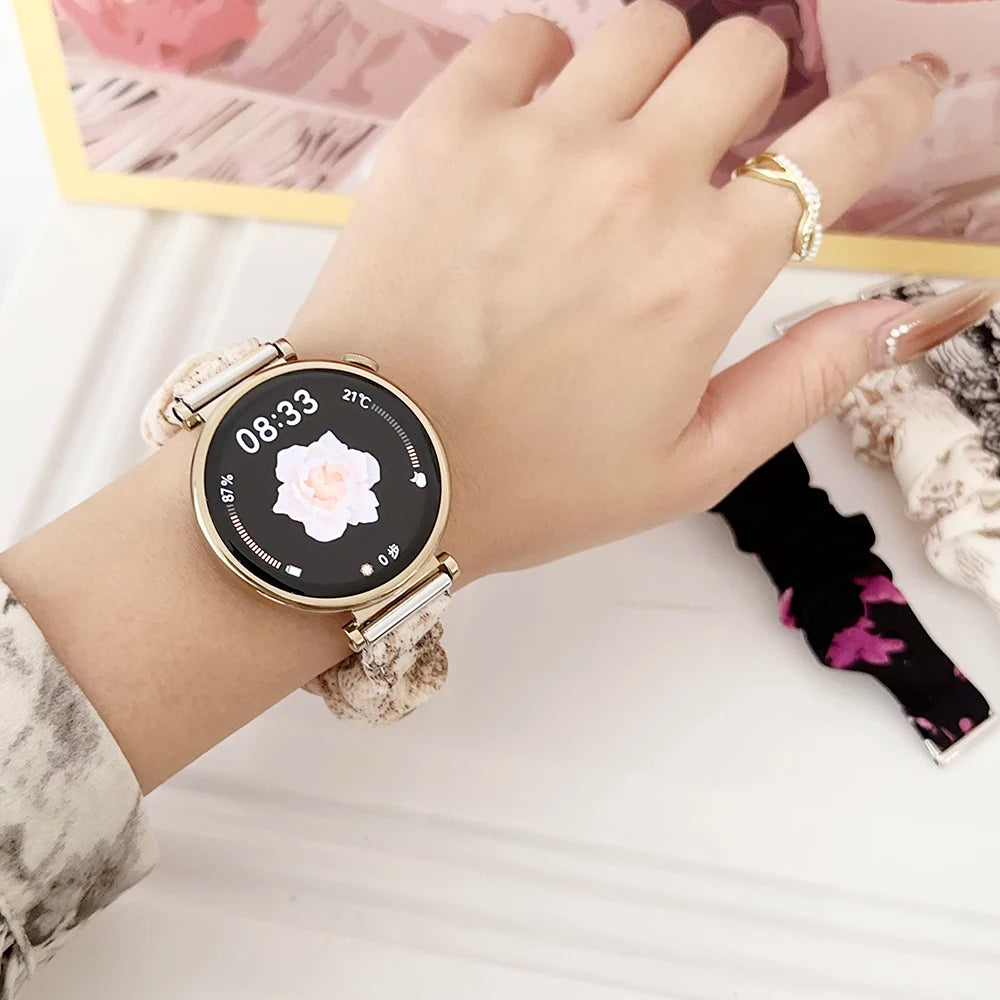 18mm Watch Band Dressy Printed Fabric Strap Bracelet for Women Huawei GT5/ Amazfit GTS2/ Garmin Venu 2S 3S Smartwatch 20mm 22mm