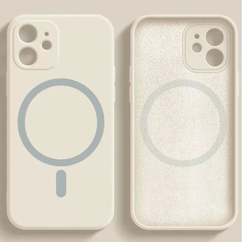 For Apple Magnetism Cover Original Liquid Silicone Magsafe Case Iphone 14 13 12 Mini 11 Pro Max X Xs Xr 7 8 Plus Se 202 Flocking