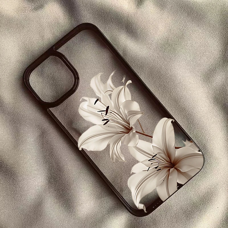 Shockproof Phone Case for iPhone 16 17 Pro Max 15 Pro 14 13 12 11 16E Air X XR XS 7 8 Plus SE Elegant Vintage Lily Floral Cover
