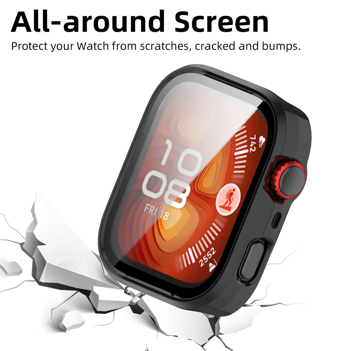 Glass+Case for Huawei Watch Fit 4/4 Pro Tempered Glass Screen Protector & Hard PC Protective Bumper for Huawei Fit4 Accessories