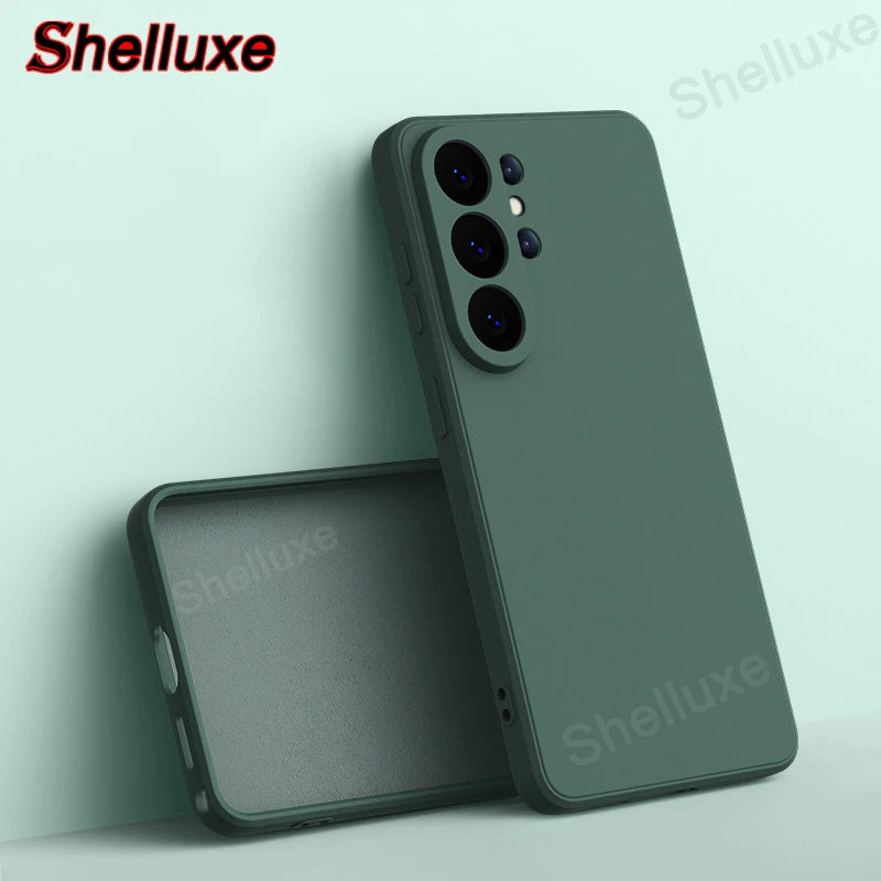 Shelluxe Square Original Liquid Silicone Case For Samsung Galaxy S26 S25 S24 S23 Ultra Plus FE S26+ Silky Feel Soft Phone Cover