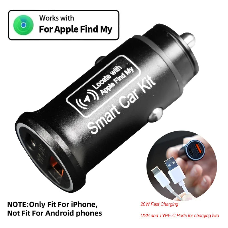 Universal Mini GPS Locator Track Car Charger Cigarette Lighter USB Type-C Adapter Hidden Use For iPhone IOS Apple Find My APP