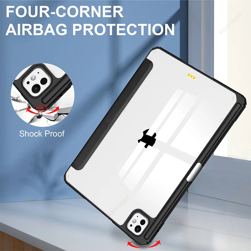 Smart Case for iPad A16 A19 12th 11th Gen 2026 2025 2024 Air11 13 M4 M3 Air 8 7 6 Air 5 4 Pro11 13 M4 M5 M2 10th 9 8 7 10.2 10.5