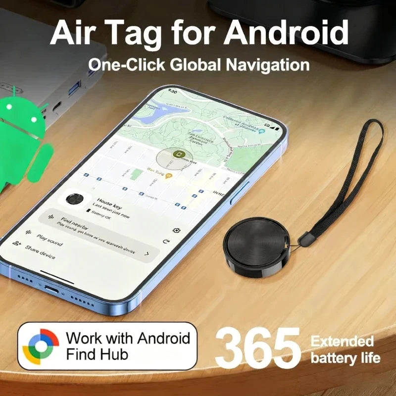 Smart Tag Compatible with Android Find Hub Bluetooth GPS Tracker Google Find My AirTag, Keyring Smart Living Safety Alerts