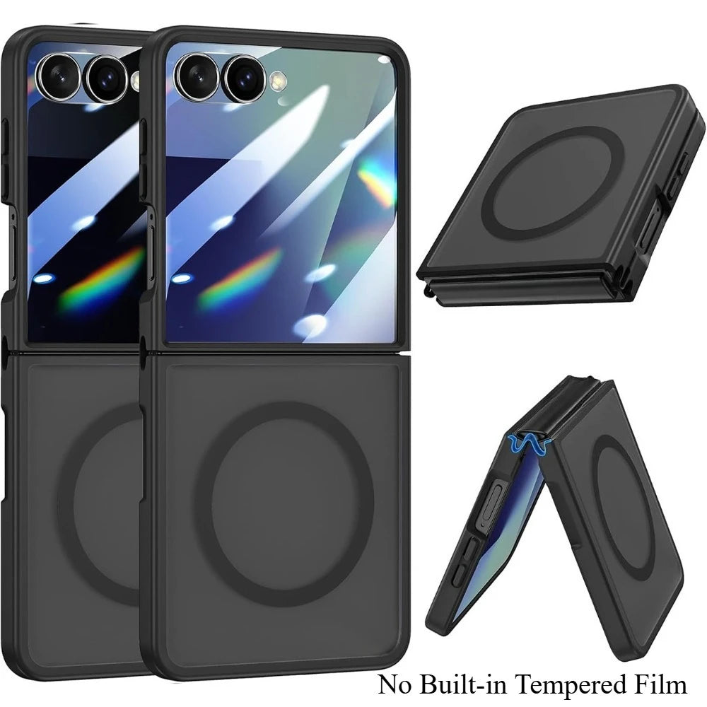 Magnetic Wireless Charging Mobile Phone Case for Samsung Galaxy Z Flip 8 7 FE 6 Cover Slim Rugged Translucent Cover with Magnet