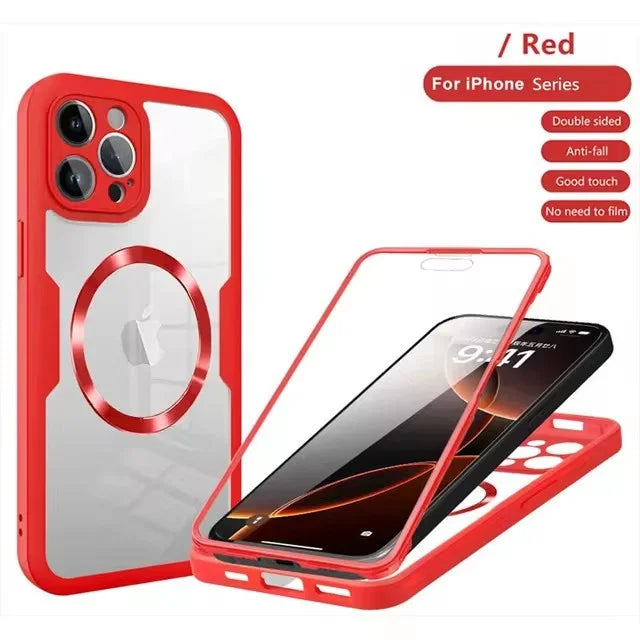 Magnetic For Magsafe 360 Full Body Front+Back Clear Case For iPhone 17 16 15 14 13 Pro Max Plus Silicone Bumper Shockproof Cover