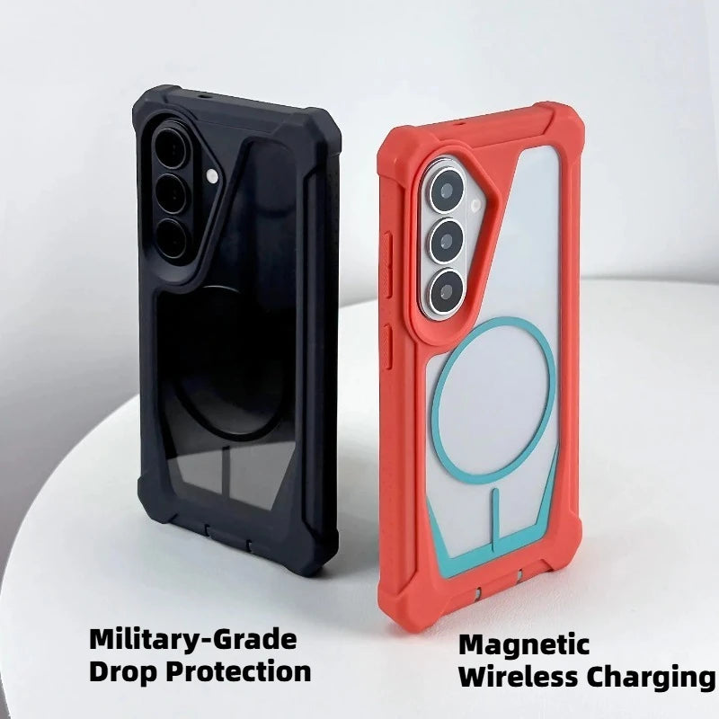 Luxury Four Corner Anti-knock Armor for Magsafe Case For Samsung Galaxy S26 S25 S23 S22 S21 S24 Ultra S26 Plus Transparent Cover