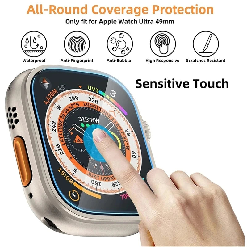Tempered Glass for Apple Watch Ultra 1 2 3 49mm Anti-Scratch Screen Protector IWatch Ultra Seconds Installation Protective Film