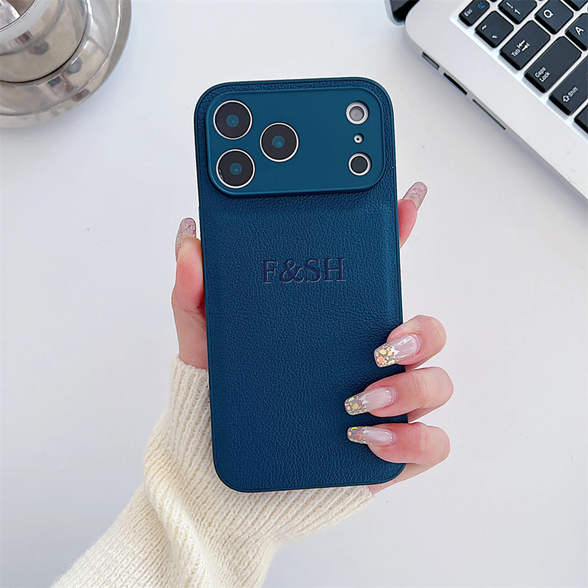 Personalized Luxury Customized Name 3D DIY Hot Engrave Faux Leather Phone Case For iPhone 17 16 15 14 13 Pro Max Plus Air