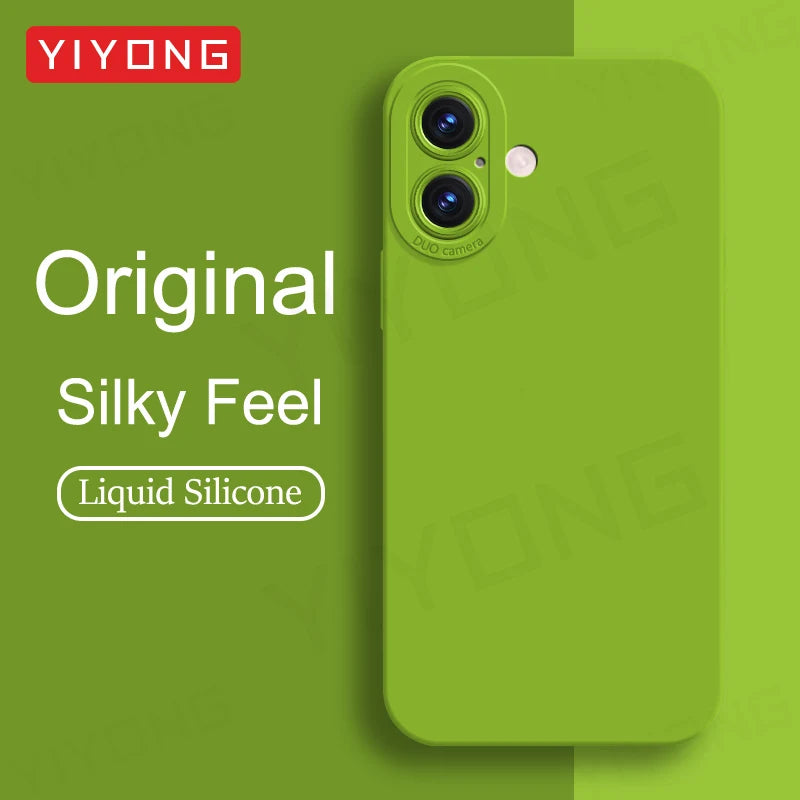For iPhone16 YIYONG Silky Liquid Silicone Soft Cover For iPhone 16 15 14 12 13 Pro Max iPhone15 Plus iPhone13 Mini SE Phone Case